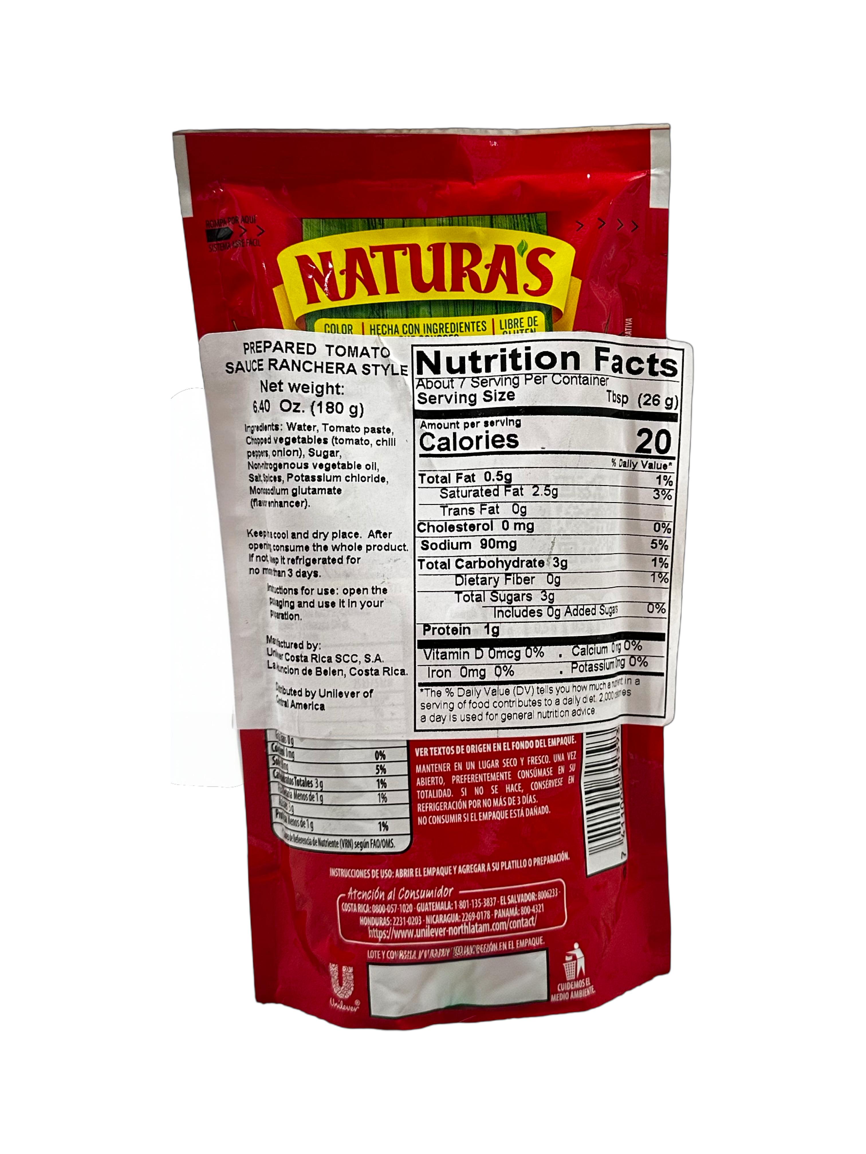 Salsa de Tomate Ranchera Naturas 180 g