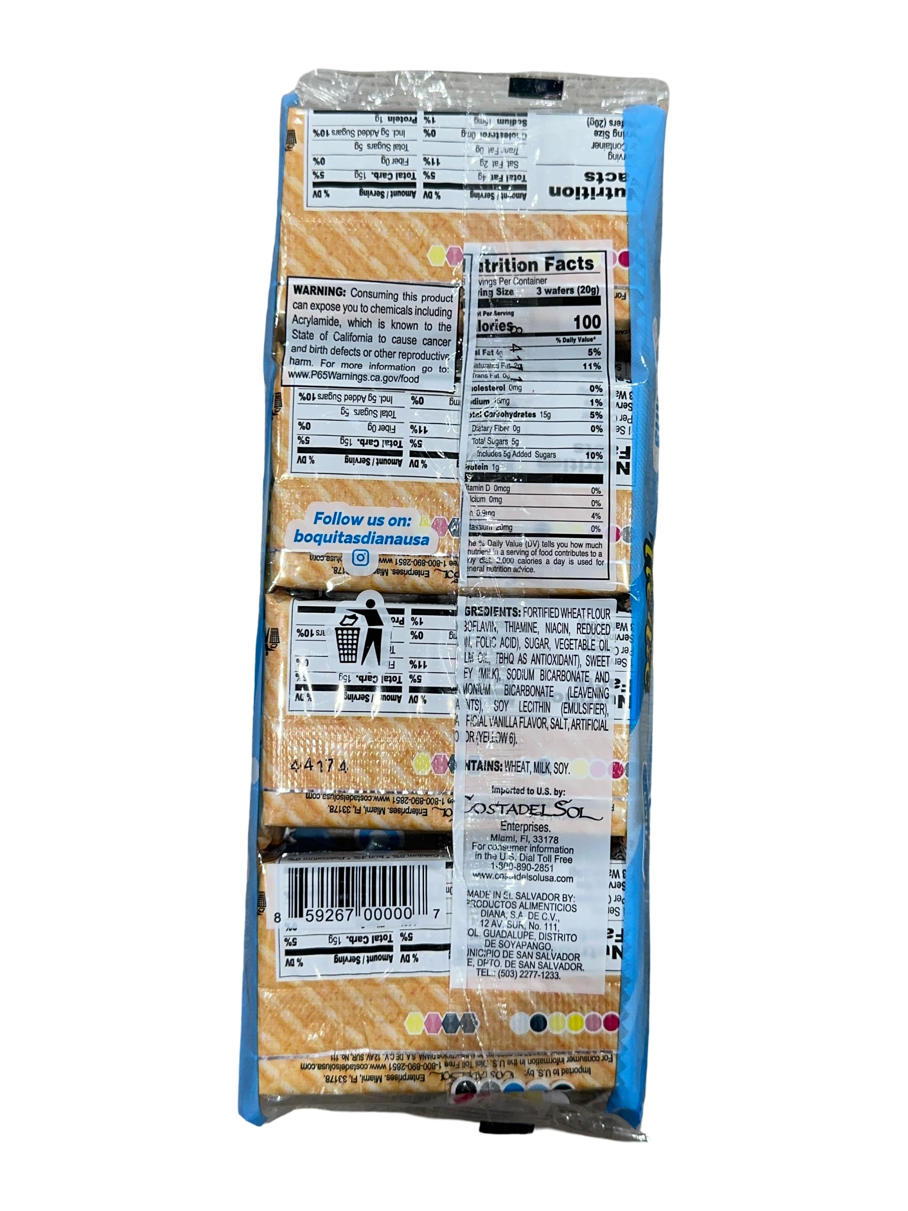 Wafer de Vainilla Picnic Diana Pack 8 Unidades