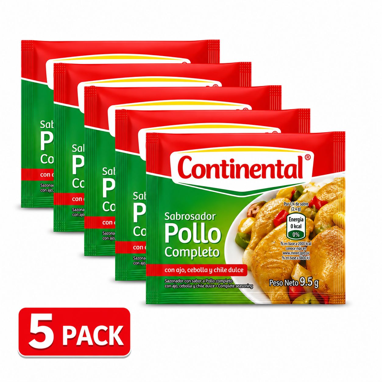 Sabrosador Completo con Ajo Cebolla y Chile Dulce Continental Pack 5